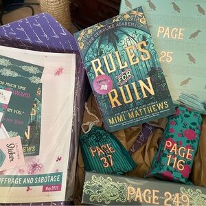 Once Upon a Book Club box for "Rules for Ruin" by Mimi Matthews